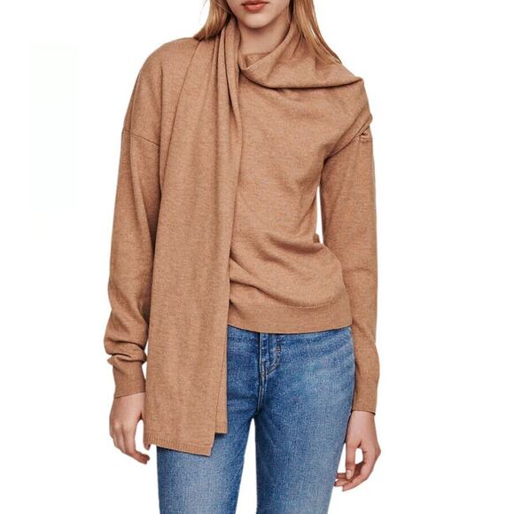 Maje Sweaters - Maje Madji Scarf Neck Wool Blend Sweater Carmel Size 2 (US M) 9746